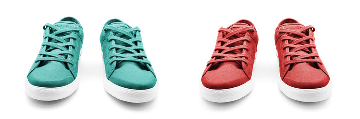Pair of new sneakers isolated on white background