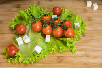 Healthy vegetable salad ingredients layout 