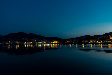 Mytilene port late at sunset, in the island of Lesvos, Greece