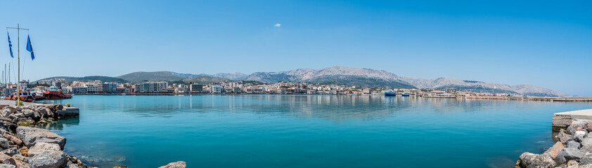 Fototapeta na wymiar Port of Chios panorama on a beautiful day, Greece
