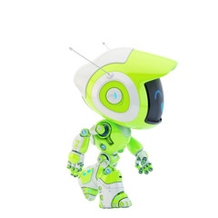 Walking cute little robotic toy. 3d rendering