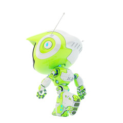 Walking cute little robotic toy. 3d rendering