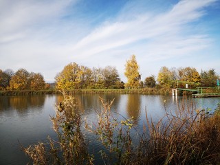 a country lake in autumn