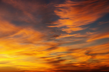 Fiery orange sunset sky. Beautiful sky.