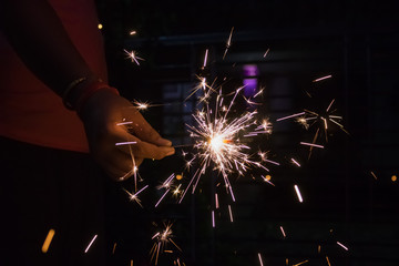 sparkler on black background