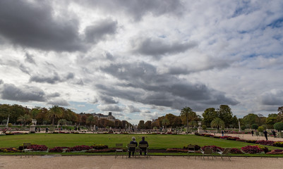 Beautiful view of the Luxembourg Gardens during an autumn morning in Paris, France