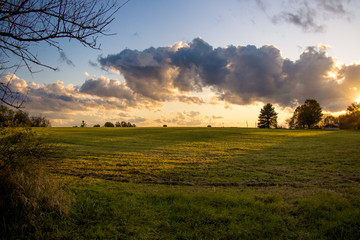 sunset over the field