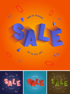 3D Sale Clearance Type. Isometric Modern Design. For Advertisement, Poster, Web, Banner, Sign - Vector.