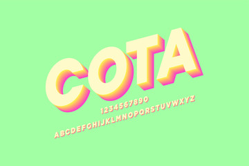 sheared cota bold 3d alphabet effect sans serif font vector design