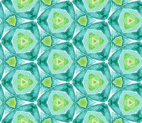 Blue green vintage seamless pattern. Hand drawn wa