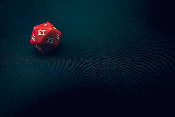 20 sided die with 1 face up