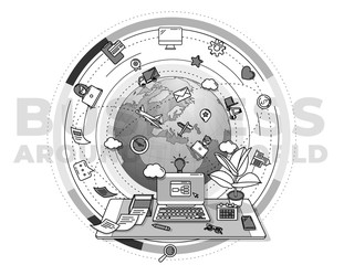 Obraz premium Promo poster illustrating business around the world.