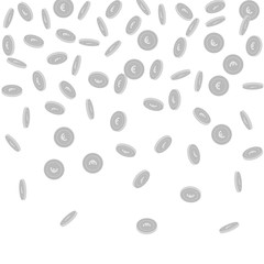 European Union Euro coins falling. Scattered black