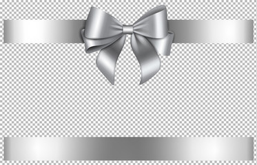 silver bow and ribbon for chritmas and birthday decorations