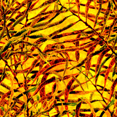 Tropical seamless pattern. Watercolor messy palm l