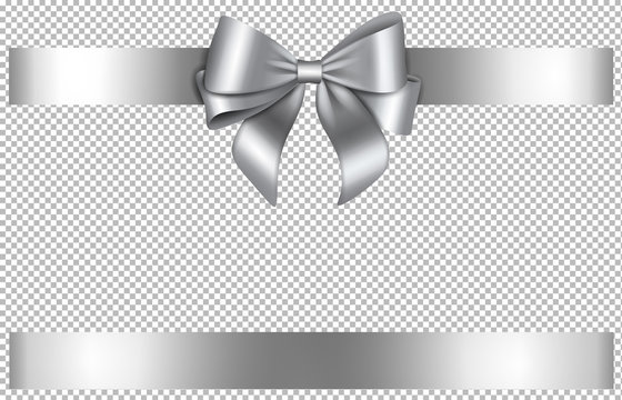 Silver Ribbon With Bow On White Background Stock Photo, Picture and Royalty  Free Image. Image 115473815.