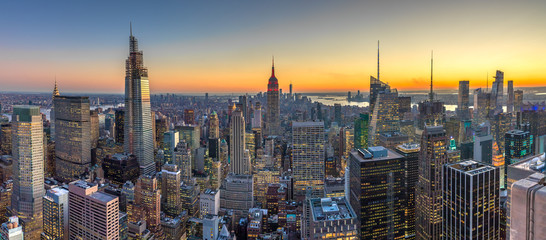 New York City Manhattan buildings skyline sunset evening 2019 November