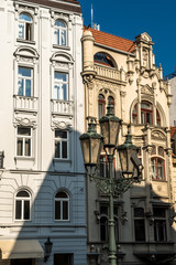 Fototapeta premium Old Houses And Street Lantern In Brno In The Czech Republic