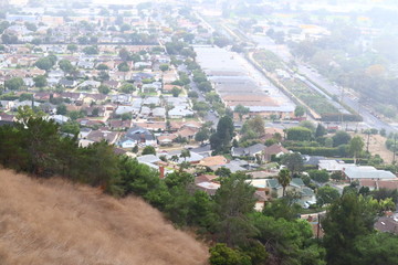 Los Angeles, detail view of Kenneth Hahn State Recreation Area. Is a State Park unit of California in the Baldwin Hills Mountains of Los Angeles