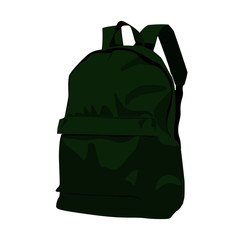 Backpack green vector illustration isolated