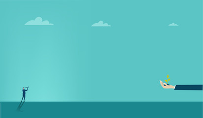 Businessman with the telescope searching for the new business. Business concept illustration 