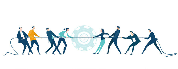 Group of business people, creative team competing against of each other. Competition, fight, progress, winning concept. 