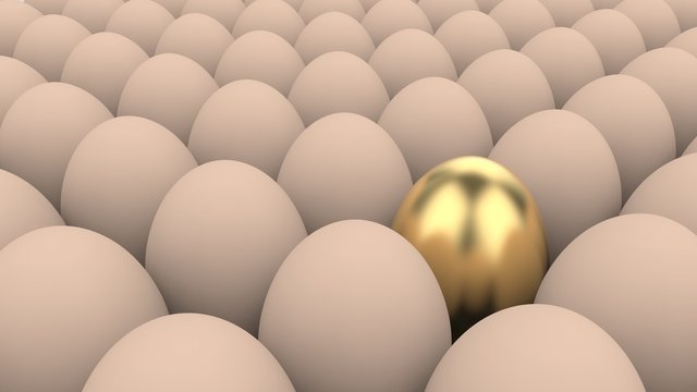 lots of 3d rendered eggs an one golden - stock image