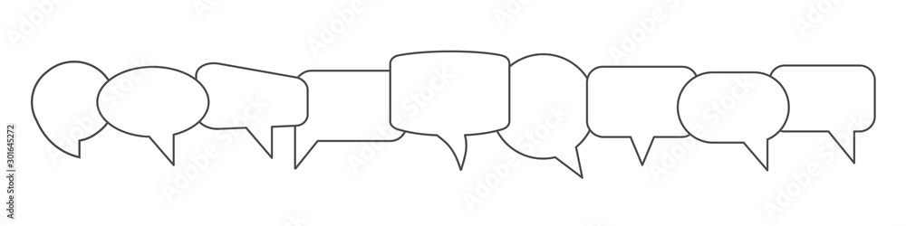 Wall mural Set different empty speech discussion bubble, chat sign - vector