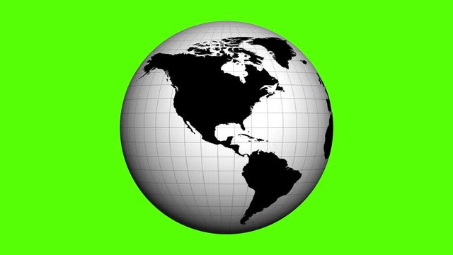 Rotating Earth globe with sign news. Loopable on green background