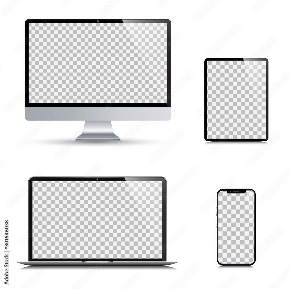 Poster Set technology devices with empty display - vector