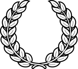  Laurel wreath. Symbol of triumph. Black white