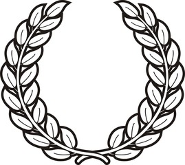 Laurel wreath. Symbol of triumph.Black white