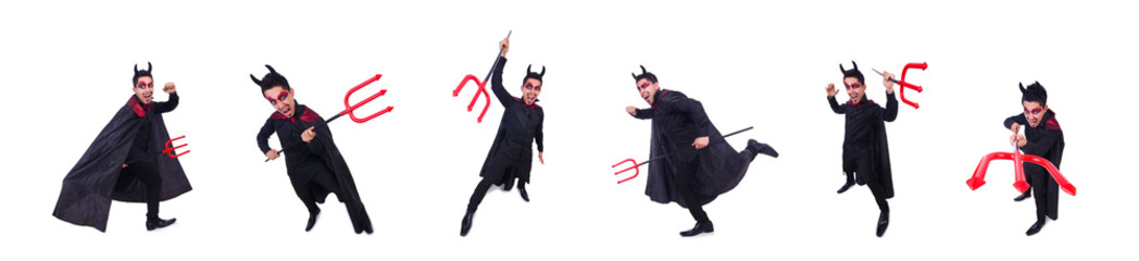Man in devil costume in halloween concept