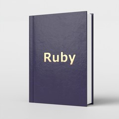 Ruby language. Computer science education book. Programming tutorial. Coding concept. Development. Ruby book 3d render.