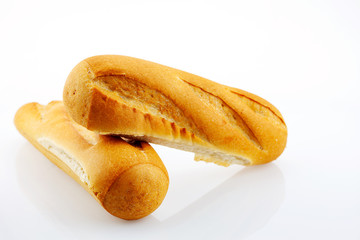Two bread loaf isolated on white background