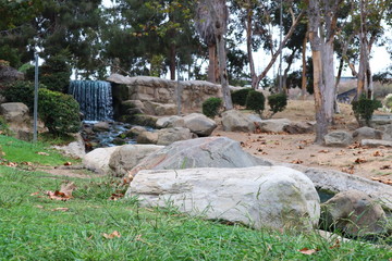 Los Angeles, detail view of Kenneth Hahn State Recreation Area. Is a State Park unit of California in the Baldwin Hills Mountains of Los Angeles