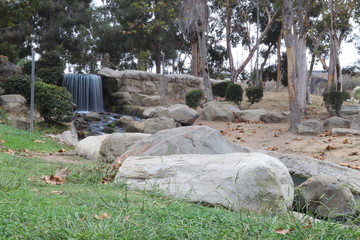 Los Angeles, detail view of Kenneth Hahn State Recreation Area. Is a State Park unit of California in the Baldwin Hills Mountains of Los Angeles