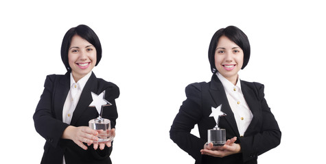 Young businesswoman isolated on the white