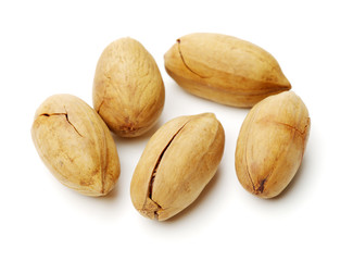Pecan nuts on white background