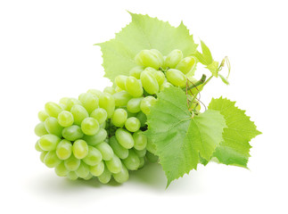 Green grapes on white background