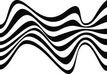 Black and white vector wavy stripes. Abstract monochrome background. Modern shape. Design element for prints, web pages, template and textile pattern