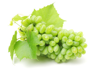 Green grapes on white background