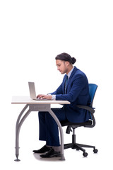 Employee working isolated on white background