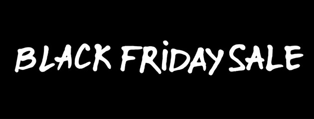 Handwritten horizontal web banner Black Friday. White handwritten lettering on a black background. Abstract vector black friday sale layout background. 