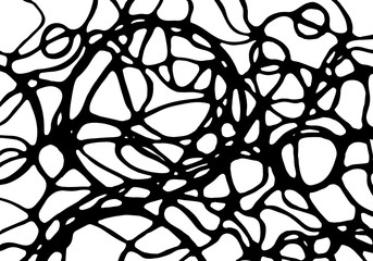 Neurographic lines sketch vector illustration. Abstract chaotic wavy curves pattern background. Hand drawn monochrome neuroart. Right Brain Drawing. Concept of subconscious mind.