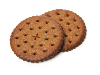 Chocolate cookies on white background
