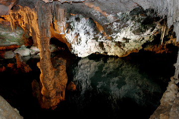 Scenic view of Neptune's cave (Grotte di Nettuno) is a stalactite cave near the town of Alghero, Capo Caccia 