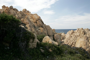 rocks and blue sea, bay in  Paradiso, Sardinia Italy