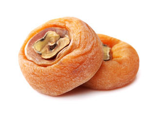 dried persimmon on white background 