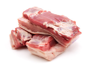 Pork belly on white background